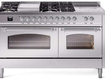 Nostalgie II 60 Inch Dual Fuel Natural Gas Freestanding Range in Stainless Steel with Chrome Trim Online now