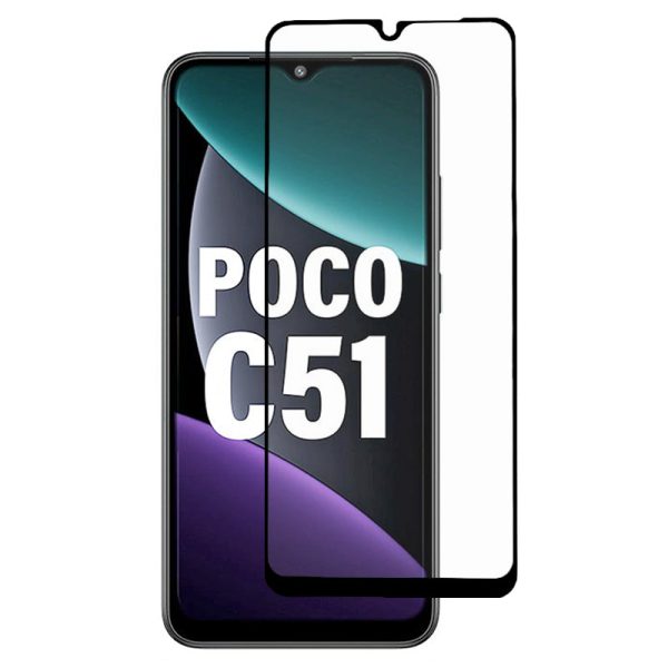 For Xiaomi Poco C51 4G Silk Printing Full Glue Full Screen Protector HD Clear Tempered Glass Phone Film For Sale