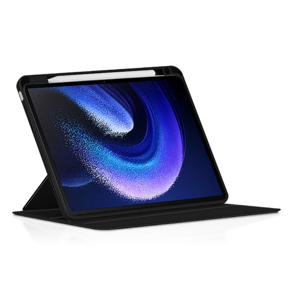 For Xiaomi Pad 6 Genuine Cow Leather+Acrylic Tablet Case Rotary Kickstand Smart Cover with Pen Slot Sale