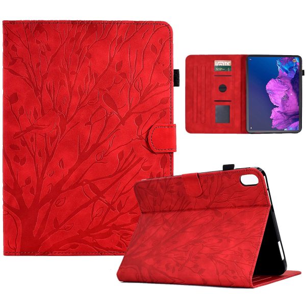 For Lenovo Tab P11 J606F PU Leather Tree Imprinted Case Stand Flip Card Slots Tablet Cover with Auto Sleep   Wake Fashion