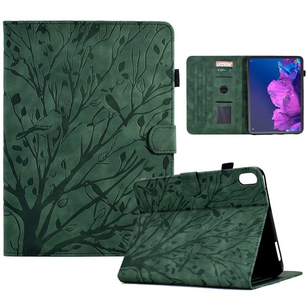 For Lenovo Tab P11 J606F PU Leather Tree Imprinted Case Stand Flip Card Slots Tablet Cover with Auto Sleep   Wake Fashion