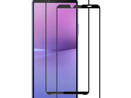 AMORUS 2Pcs For Sony Xperia 10 V Phone Full Screen Protector Silk Printing Tempered Glass Full Glue Film For Sale