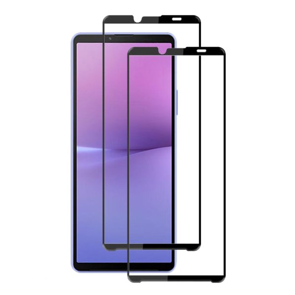 AMORUS 2Pcs For Sony Xperia 10 V Phone Full Screen Protector Silk Printing Tempered Glass Full Glue Film For Sale