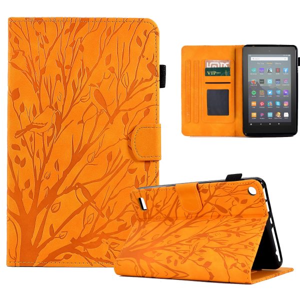 For Amazon Fire 7 (2015)   (2017)   (2019) Leather Tablet Cover Stand Card Holder Imprinted Tree Case For Sale