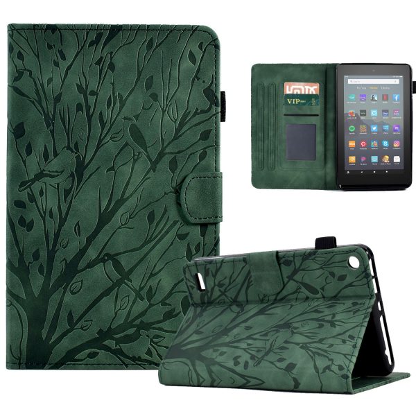 For Amazon Fire 7 (2015)   (2017)   (2019) Leather Tablet Cover Stand Card Holder Imprinted Tree Case For Sale