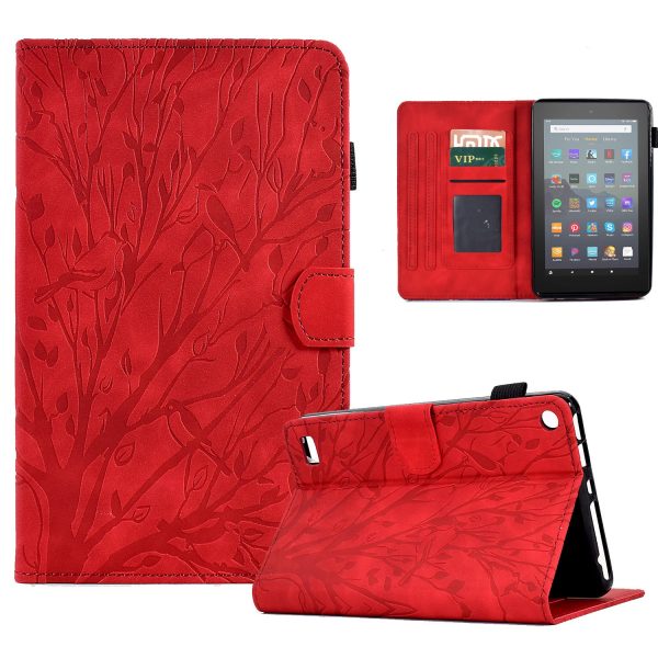 For Amazon Fire 7 (2015)   (2017)   (2019) Leather Tablet Cover Stand Card Holder Imprinted Tree Case For Sale