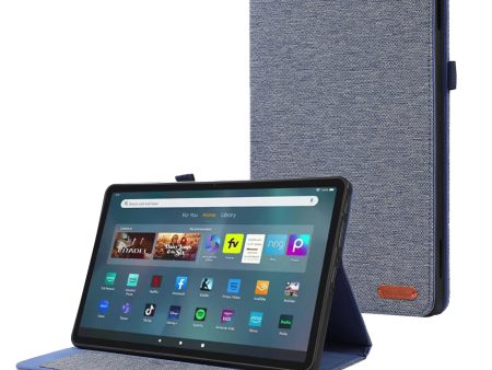 For Amazon Fire Max 11 Stand Tablet Case Cloth Texture PU Leather Smart Cover with Card Holder Supply