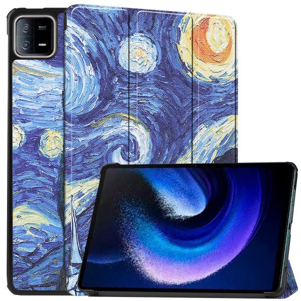 For Xiaomi Pad 6   Pad 6 Pro PU Leather Trifold Stand Tablet Case Pattern Printing Auto Wake   Sleep Cover Online now